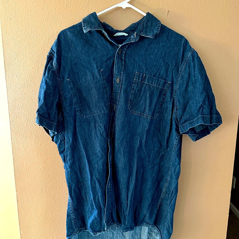 Saturdays Nyc Denim Ss Button Down - Euc - image 1